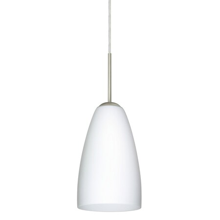 Besa Lighting Riva 9 Cord Pendant, Opal Matte, Satin Nickel Finish, 1x9W LED 1JT-151107-LED-SN